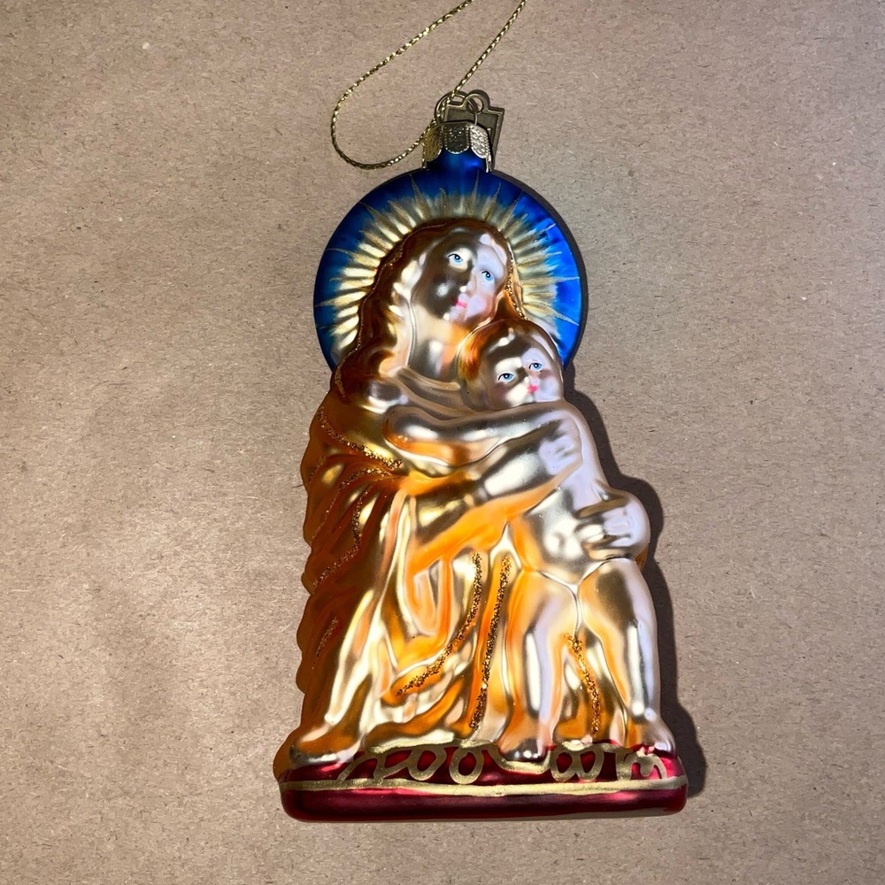 Eric Cortina Madonna & Child Jesus Glass Ornament Christmas Religious Design 5”